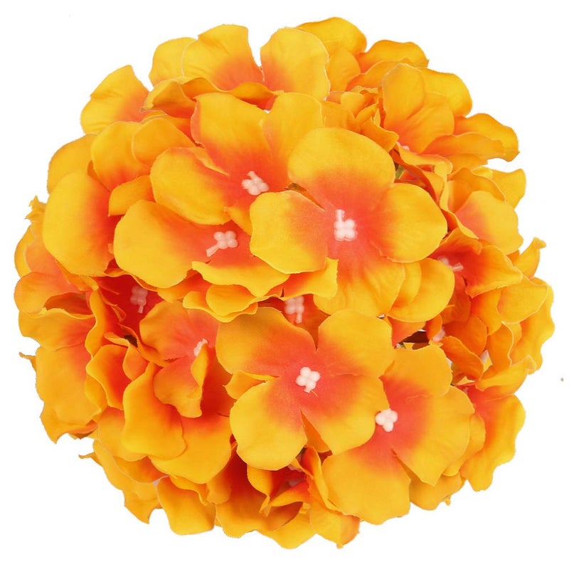 Flojery Silk Hydrangea Heads Artificial Flowers Heads with Stems for Home Wedding Decor,Pack of 10 (Sunset) - Image 2